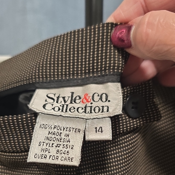 Style & Co. Dark Brown Patterned Trousers - Picture 2 of 9